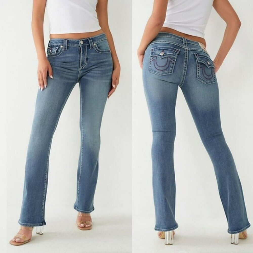 NWT New $199 True Religion BECCA BIG T STITCH BOOTCUT JEAN Size 29